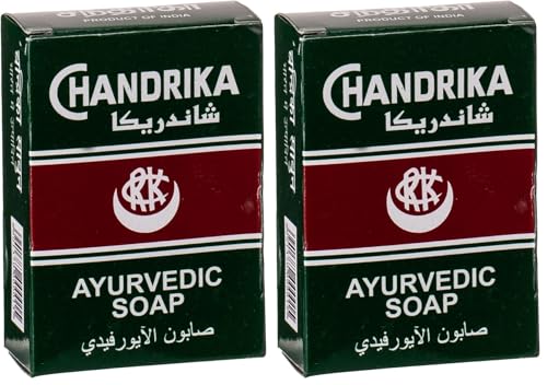 Chandrika Ayurvedic Soap 75g Pack of 2 - Natural Herbal Cleansing Bar, 2.6 Ounce