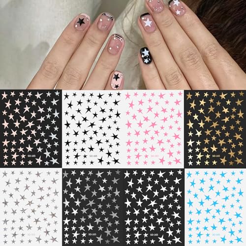 8 Sheets Self-Adhesive Star Nail Art Stickers for Manicure