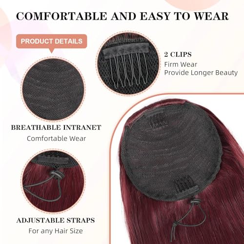 Red 26 Inch Drawstring Ponytail Extension - Long Wavy Hair for Women