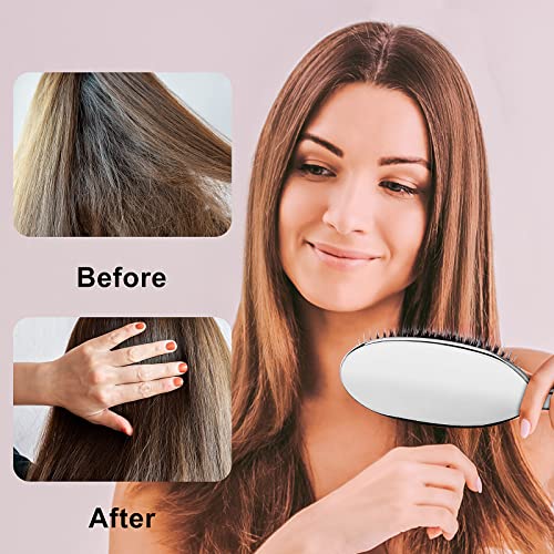 Anti-Static Paddle Hair Brush for Detangling & Hair Care - Silver