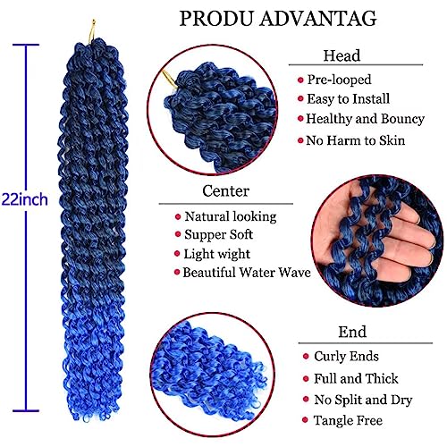 14 Inch Blue Passion Twist Crochet Hair - 6 Packs T1B/Blue#