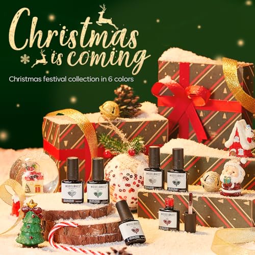 Modelones Glitter Gel Nail Polish Set Christmas Gift - 6 Colors, Long-Lasting