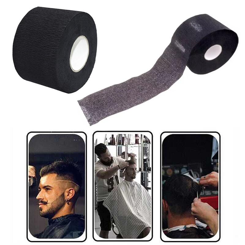 Professional Disposable Barber Neck Paper - 100 Pcs Roll | Black Waterproof Stretchy Neck Strips for Salon Haircuts