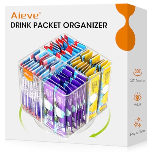 AIEVE Lazy Susan Drink Packet Organizer with 360° Rotation