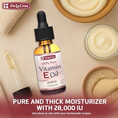 De La Cruz Vitamin E Oil for Face & Skin - 28,000 IU, No Preservatives, Vegan, Made in USA