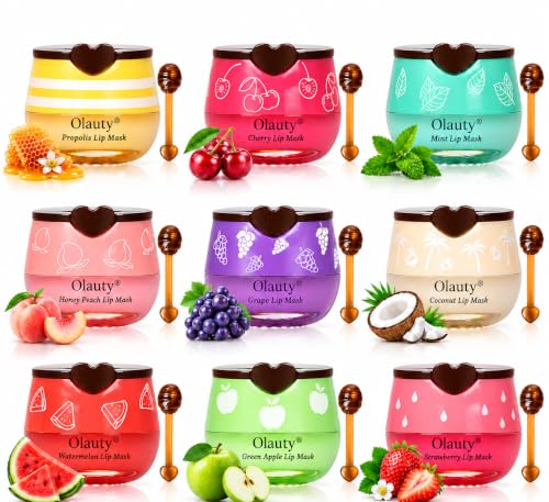 Bee Lip Balm Set 9Pcs Honey Pot Propolis Vitamin E Lip Mask