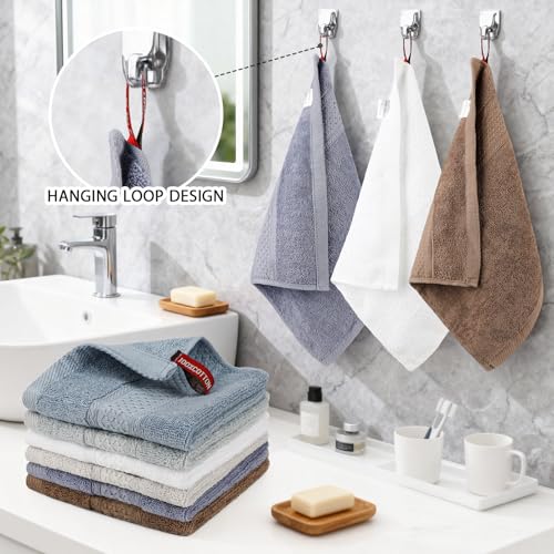 PHOGARY Multicoloured Cotton Wash Cloths Set - 6 Pack 13"x13"