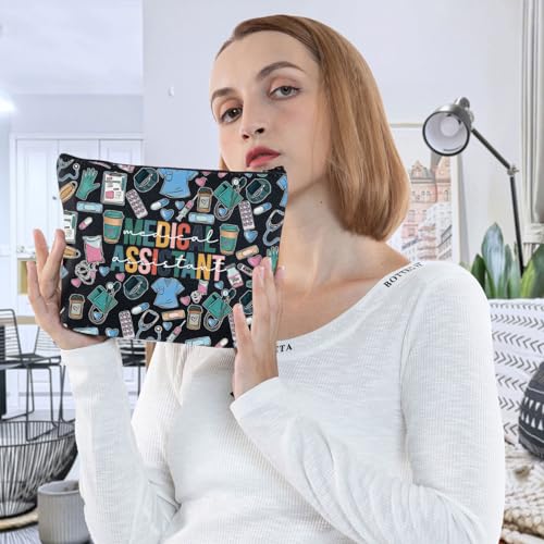Medical Assistant Makeup Bag - Durable Waterproof Canvas Cosmetic Pouch