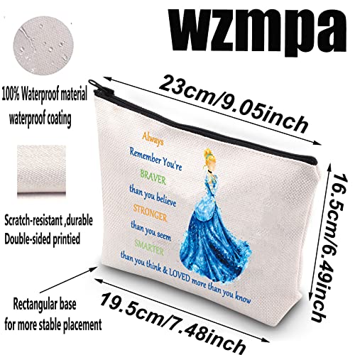 Always Cinderella Princess Makeup Bag - 23x17 cm Cotton Canvas Zipper Pouch for Women & Girls