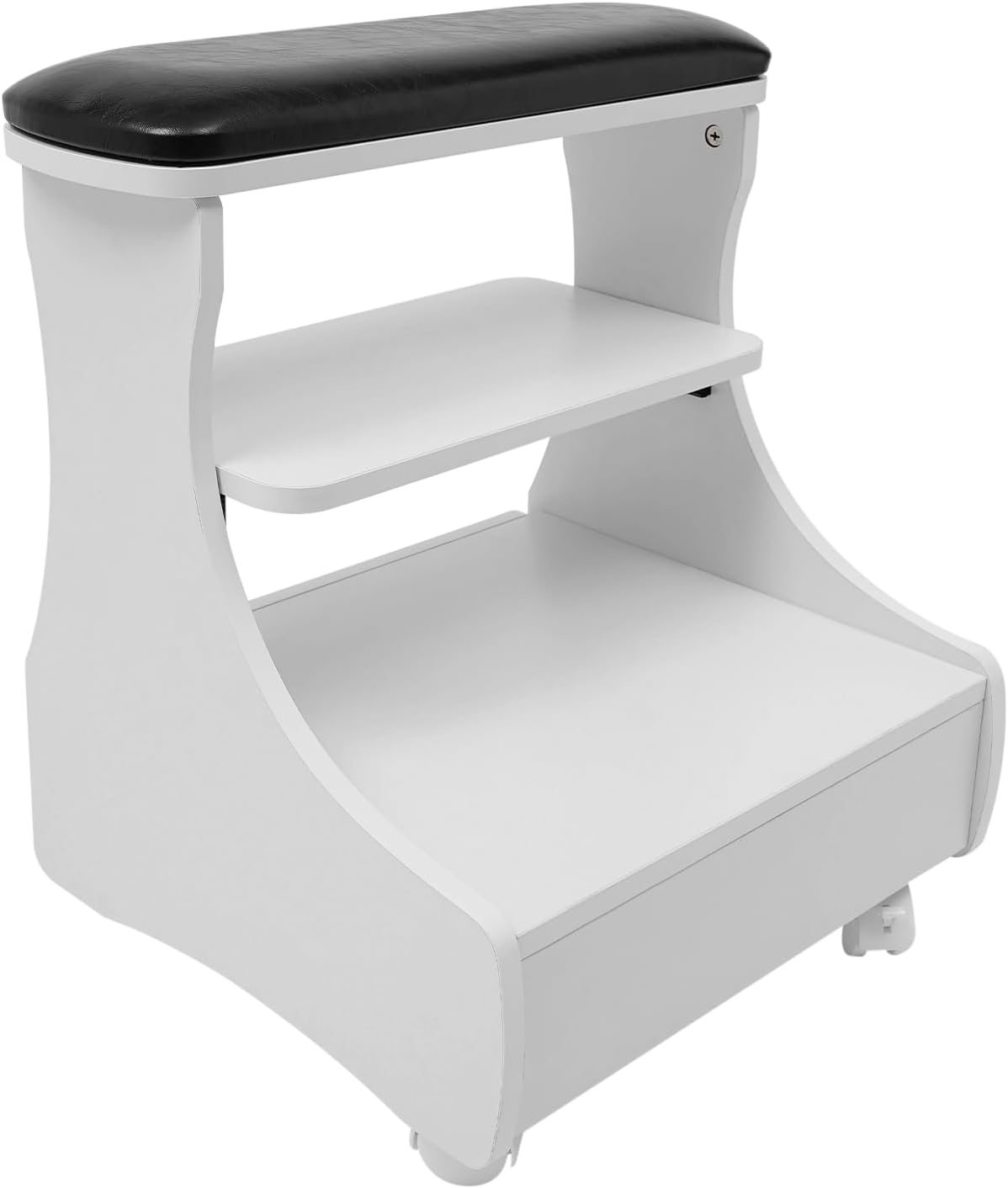 Portable Foot Rest Pedicure Trolley - 4 Wheels with Brakes | Spa Cart with Drawer for Salons & Home (Black)