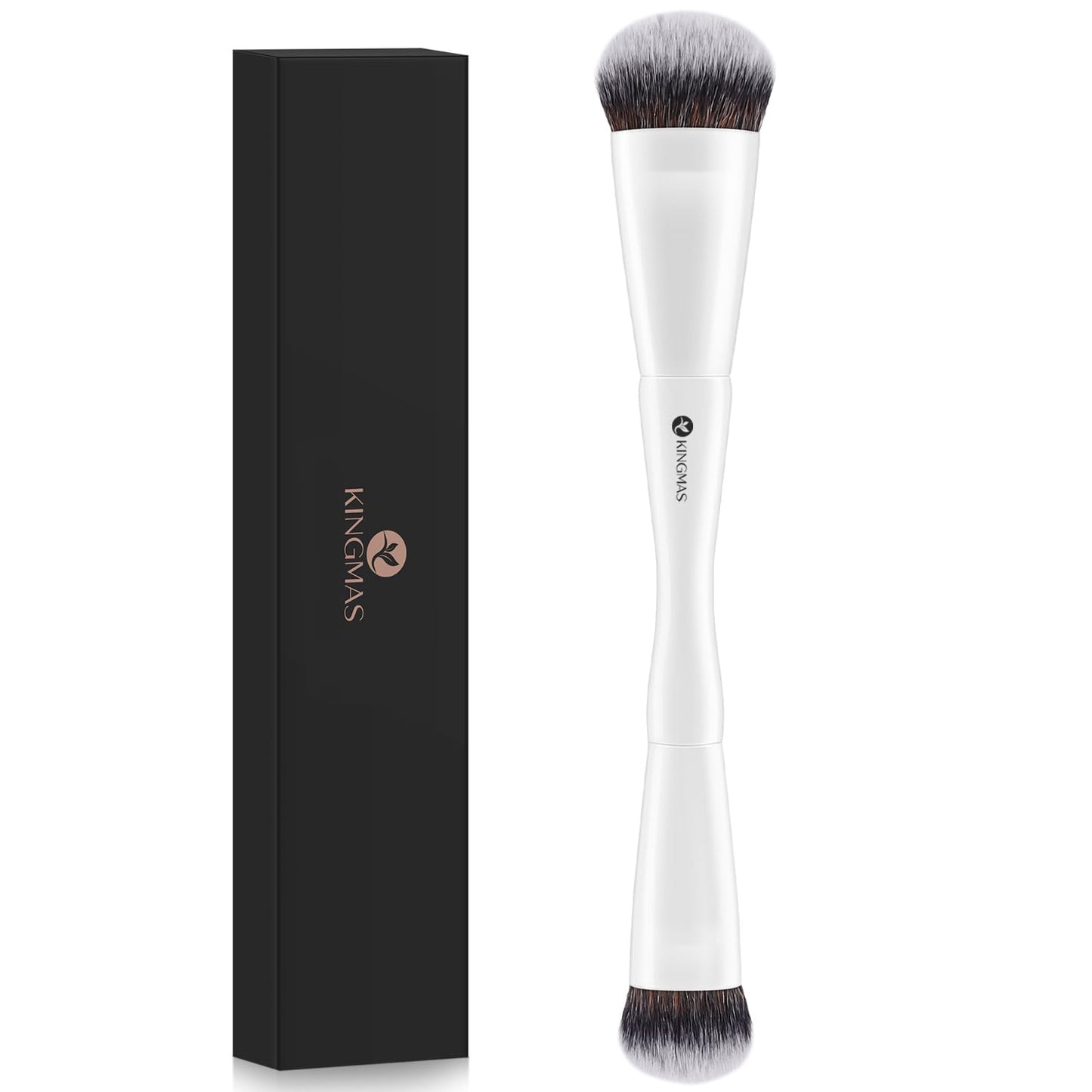 3-Piece Foundation Makeup Brush Set - Double-Ended Kabuki & Contour Brushes for Liquid, Cream, Powder | Versatile Face Makeup Tools