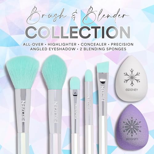 Disney Frozen 7PC Makeup Brush & Blender Set for Women & Girls
