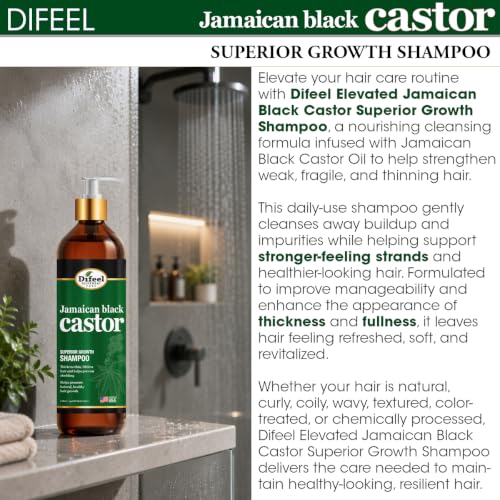 Difeel Jamaican Black Castor Oil Hair Growth Shampoo 33.8 oz - Strengthening & Nourishing