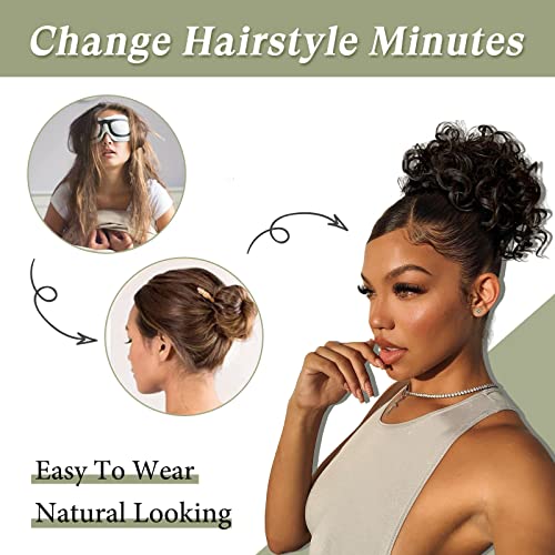 Oseti Black Messy Curly Hair Bun Extension for Women - Clip-On Ponytail