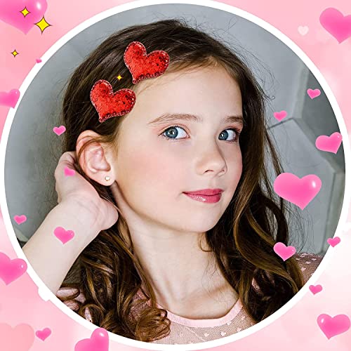 9-Pack Glitter Heart Hair Clips for Girls – Sequin Barrettes in 3 Colors