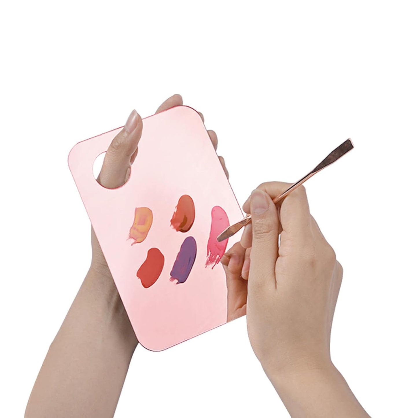 Makeup Mixing Palette Set - 4 Pcs Makeup Trays with Spatula for Foundation, Eyeshadow & Lipstick | Pink & Transparent