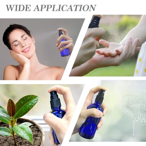 ALIFEIA 3.4 oz Blue Glass Spray Bottles 3-Pack - Refillable Travel Dispenser for Essential Oils & Cosmetics