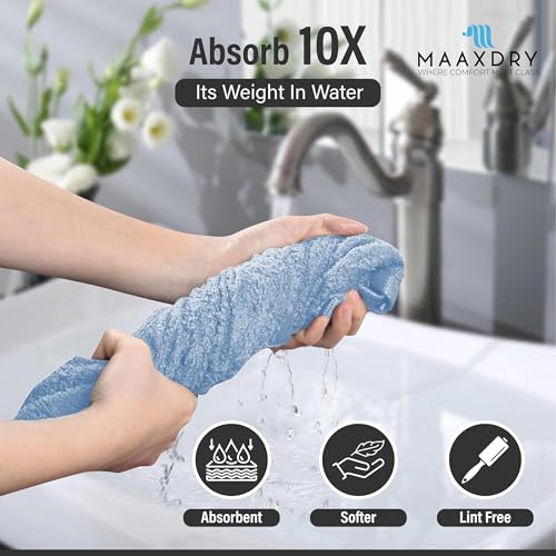 MAAXDRY 100% Cotton Hair Towel Wrap - Super Absorbent Turban for Hair Drying
