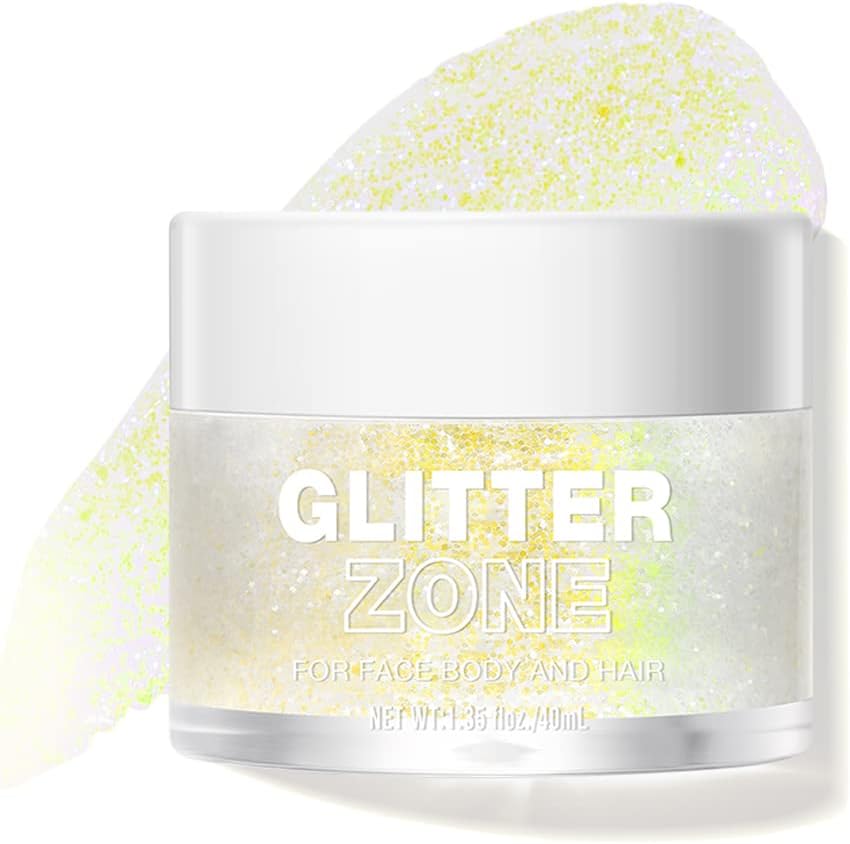LANGMANNI Holographic Body Glitter Gel - Color Changing Vegan Glitter for Face, Hair & Lips | 1.35 oz (Sparkling Pink)