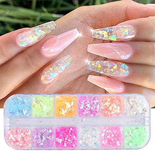 Iridescent Mermaid Nail Glitter Sequins for DIY Nail Art