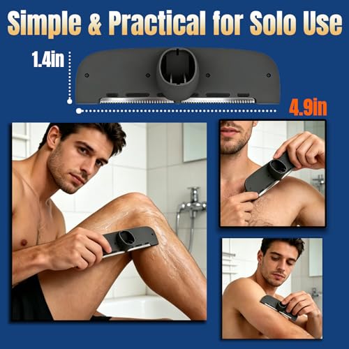 VEYLA Nick-Free Back Shaver for Men,17.7 in Extendable Aluminum Alloy Long Handle, 4.9 in Wide Replaceable Blade, Safe for Sensitive Skin, Wet or Dry Use DIY Full Back Hair Remover£¨1 Pack£©