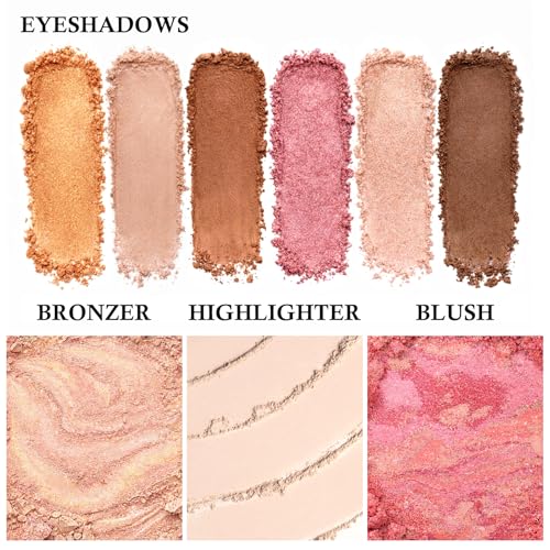 Jutqut All-in-One Face Makeup Palette - Eyeshadow, Blush, Bronzer & Highlighter