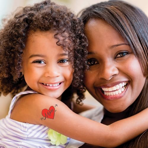 Contemporary Mom Heart Temporary Tattoos 10pk - Perfect for Mother's Day & Baby Announcements