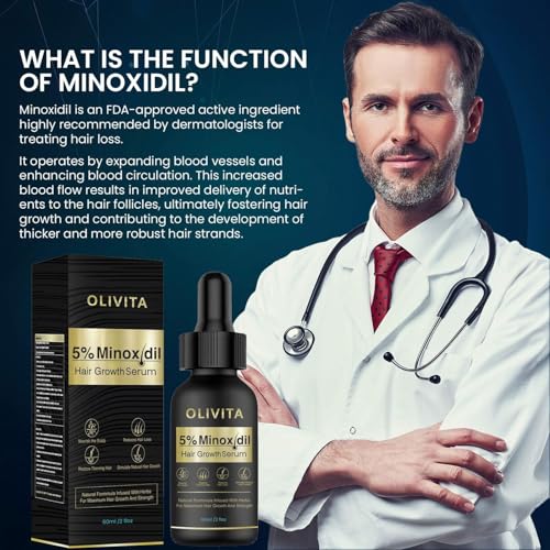 Olivita 5% Minoxidil Hair Growth Serum for Men & Women - 2 fl oz