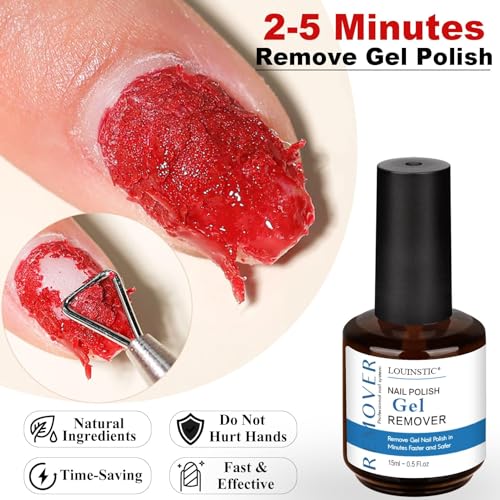 Louinstic 2Pcs Gel Nail Remover Kit - 15ml, Acetone-Free Gel Polish Remover