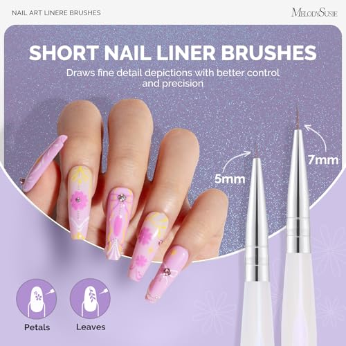 Aurora Macaron MelodySusie 5 Pcs Nail Art Liner Brushes 5/7/9/11/20mm