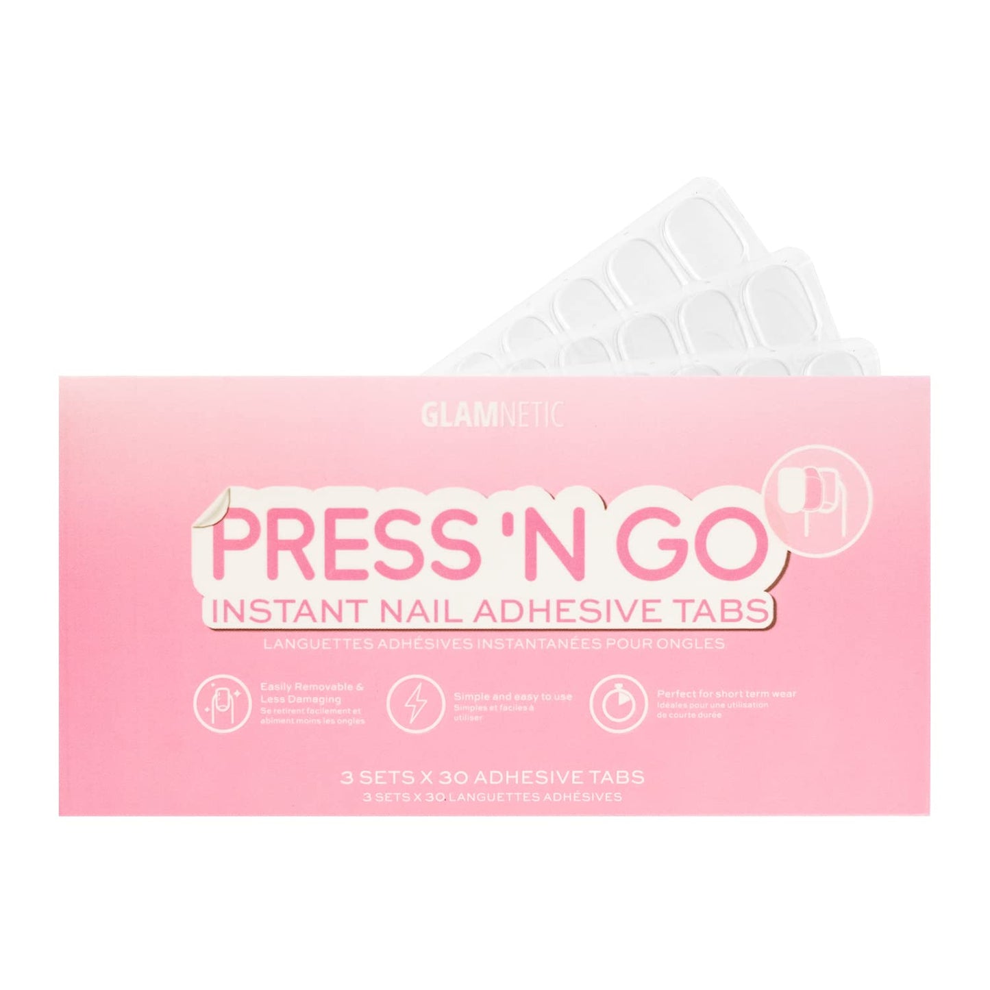 Press 'n Go Instant Nail Adhesive Tabs - Short Term Wear, Easily Removable | 90 Tabs for Customized Fit