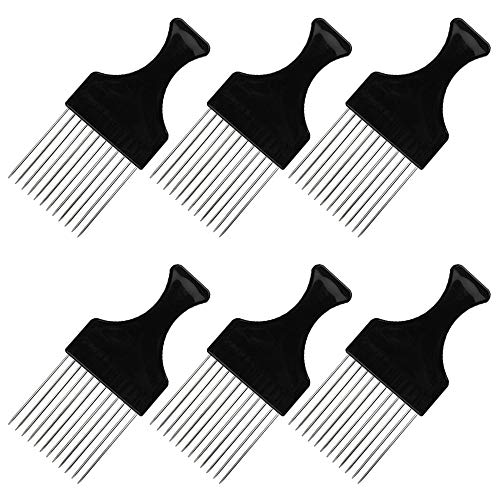 findTop 6-Pack Afro Hair Pick Comb Set - Metal Wide Teeth Styling Tool