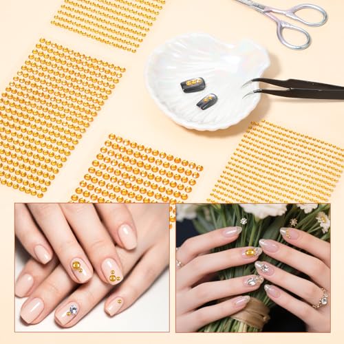 Yellow Rhinestone Stickers - 1792 Self-Adhesive Gems for DIY Craft