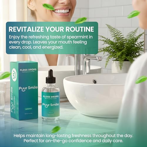 Puur Smile Concentrated Floss Drop Serum, Spearmint - 2oz Water Flosser Additive