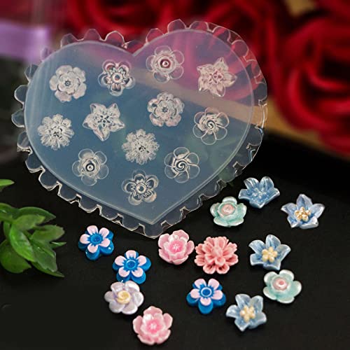 5PCS Silicone Nail Art Mold Set - 3D Flower, Butterfly, Tortoise & Leaf Designs for DIY Nail Decorations