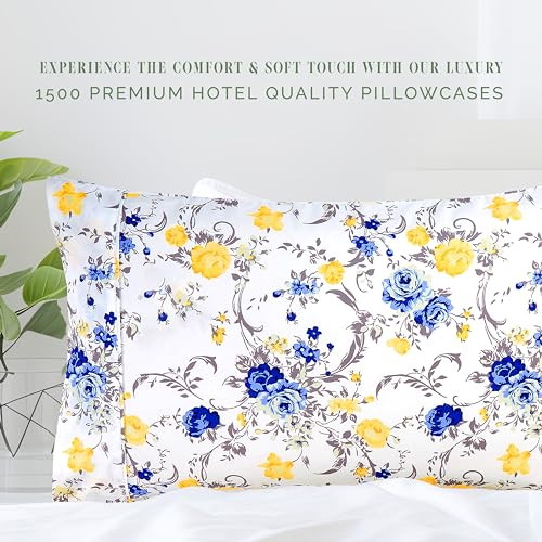 Elegant Comfort King Pillowcase Set - 2 Floral Print Microfiber Covers