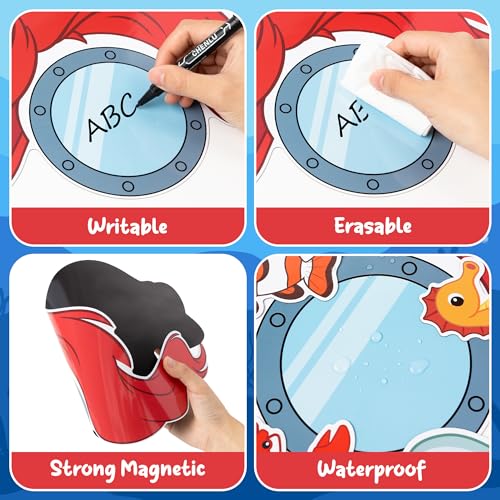 7-Piece Mermaid Cruise Door Magnets Set - Waterproof Sea Animal Decor