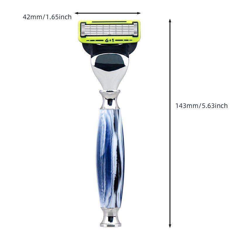 Grandslam Deluxe Shaving Kit for Men, 4 in 1 Shaving Set Includes 6 Blade Razor, Shaving Brush, Stainless Steel Shaving Bowl and Razor & Brush Holder, 1 Razor Handle and 5 Cartridges
