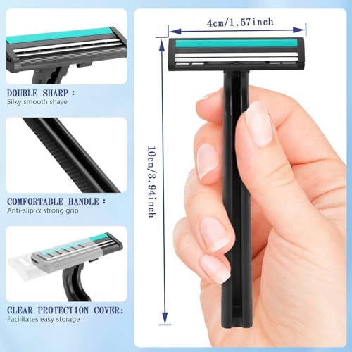NICEMOVIC 60 Pack Disposable Twin Blade Razors for Men & Women - Travel & Hotel Use