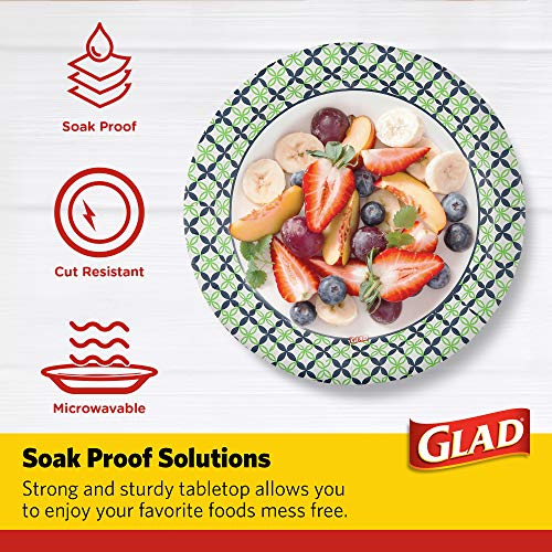 Glad 10-Inch Disposable Paper Plates, 50 Count - Happy Daisies Design