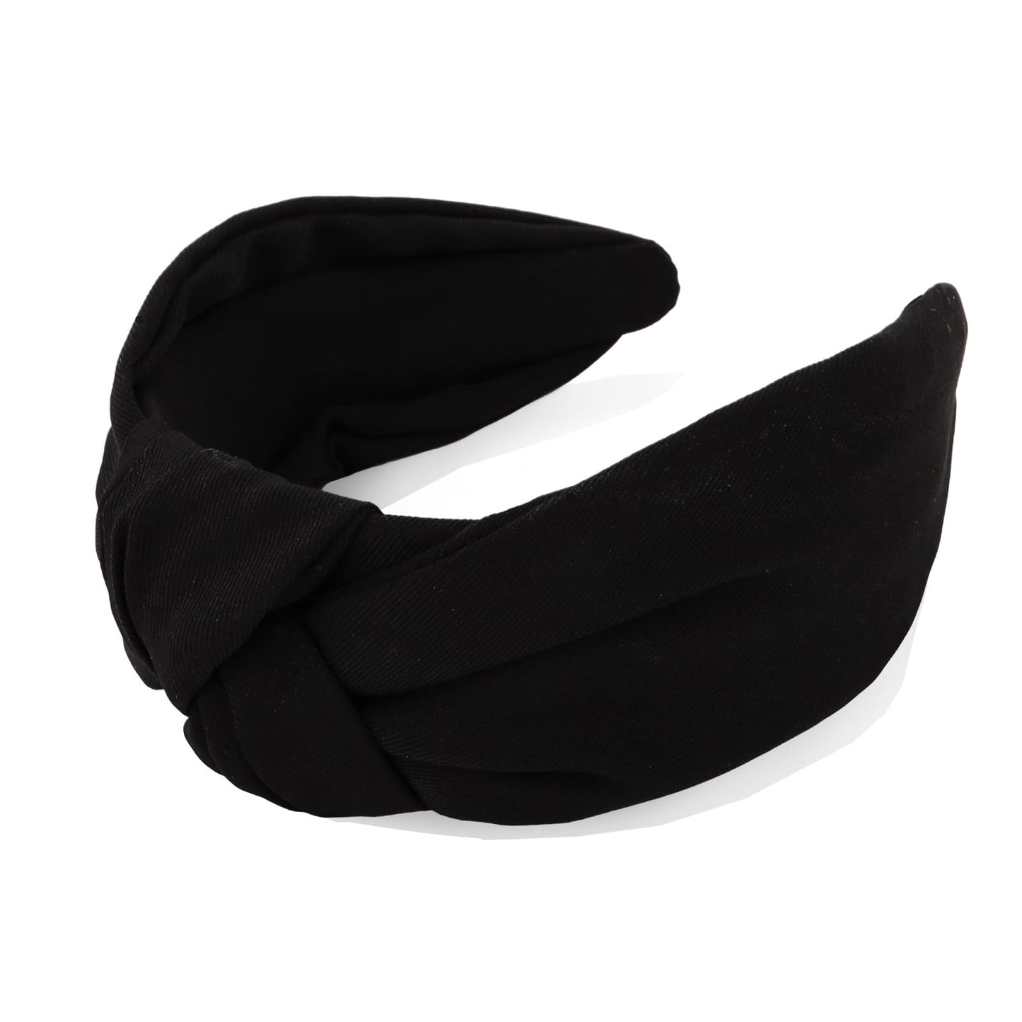 YISSION Wide Black Knot Headband for Women & Girls - Stretchy Fashion Hair Accessory for Taming Flyaways & All-Day Comfort