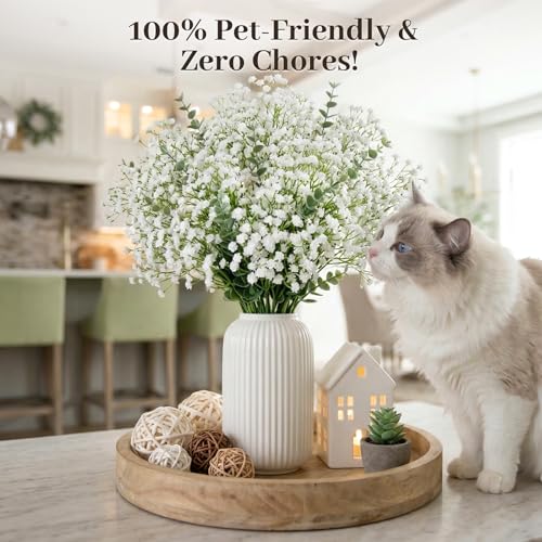 DomeStar 20PCS Artificial Baby's Breath & Eucalyptus Stems - Floral Arrangement for Home Decor & Wedding Centerpieces