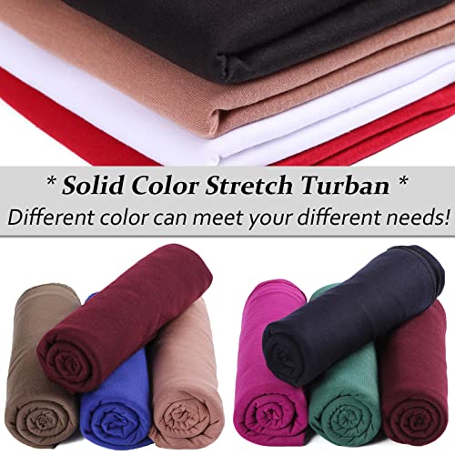XTREND 4-Piece Stretch Jersey Turban Set - Soft Head Wraps in Black, Dark Blue, Dark Grey, Wine Red