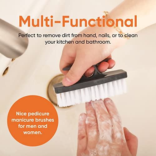 Superio 6-Pack Gray Nail Brushes for Hand, Foot & Kitchen Cleaning - All-Purpose Stiff Scrub Brushes