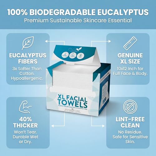 Eva Naturals XL Disposable Face Towels, 50ct - Eco-Friendly Viscose