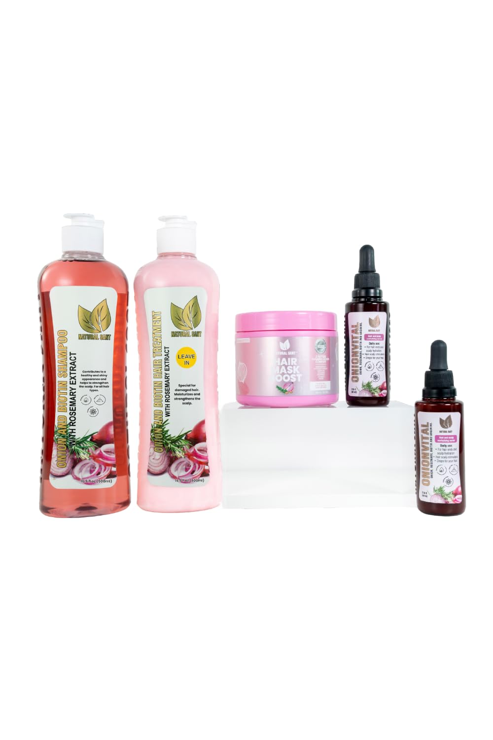 Natural Sant Complete Hair Growth & Repair Set - Revitalizing Onion, Rosemary & Biotin Shampoo & Conditioner Kit + Deep Conditioning Hair Mask & Onionvital Serum for Thicker, Fuller Hair