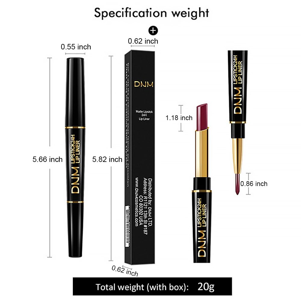 HHLTOH 3Pcs 2-in-1 Lip Liner and Lipstick Set for Women, Wine Red Matte Shimmer Lip Kit, Long-Lasting Waterproof Non-Drying Lipstick for Mature Skin, Vegan & Cruelty-Free
