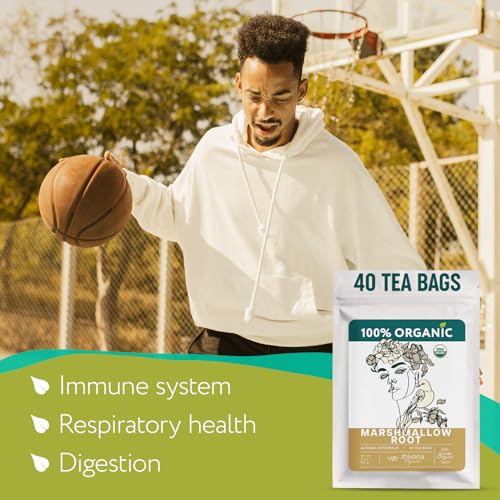 Organic Marshmallow Root Tea (40 Tea Bags) for Throat & Digestive Comfort