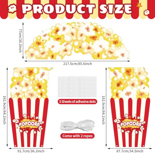 Popcorn Arch Door Banner Set - 3 Pcs Movie Night Decorations