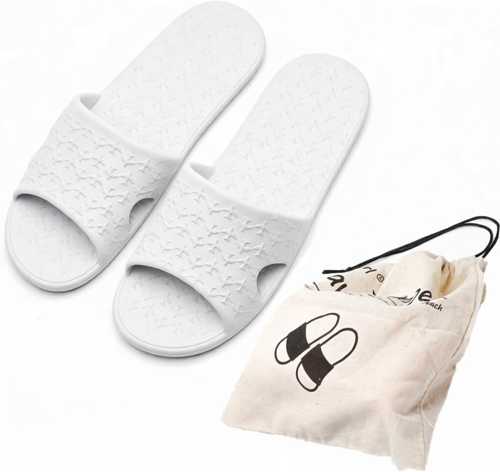 Travel Slippers for Women & Men - Portable Foldable Non-Slip Quick Dry Shoes | Cotton Storage Bag Included